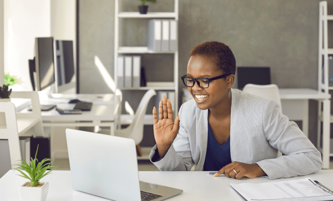 Shot of a female executive assistant in a video conference call