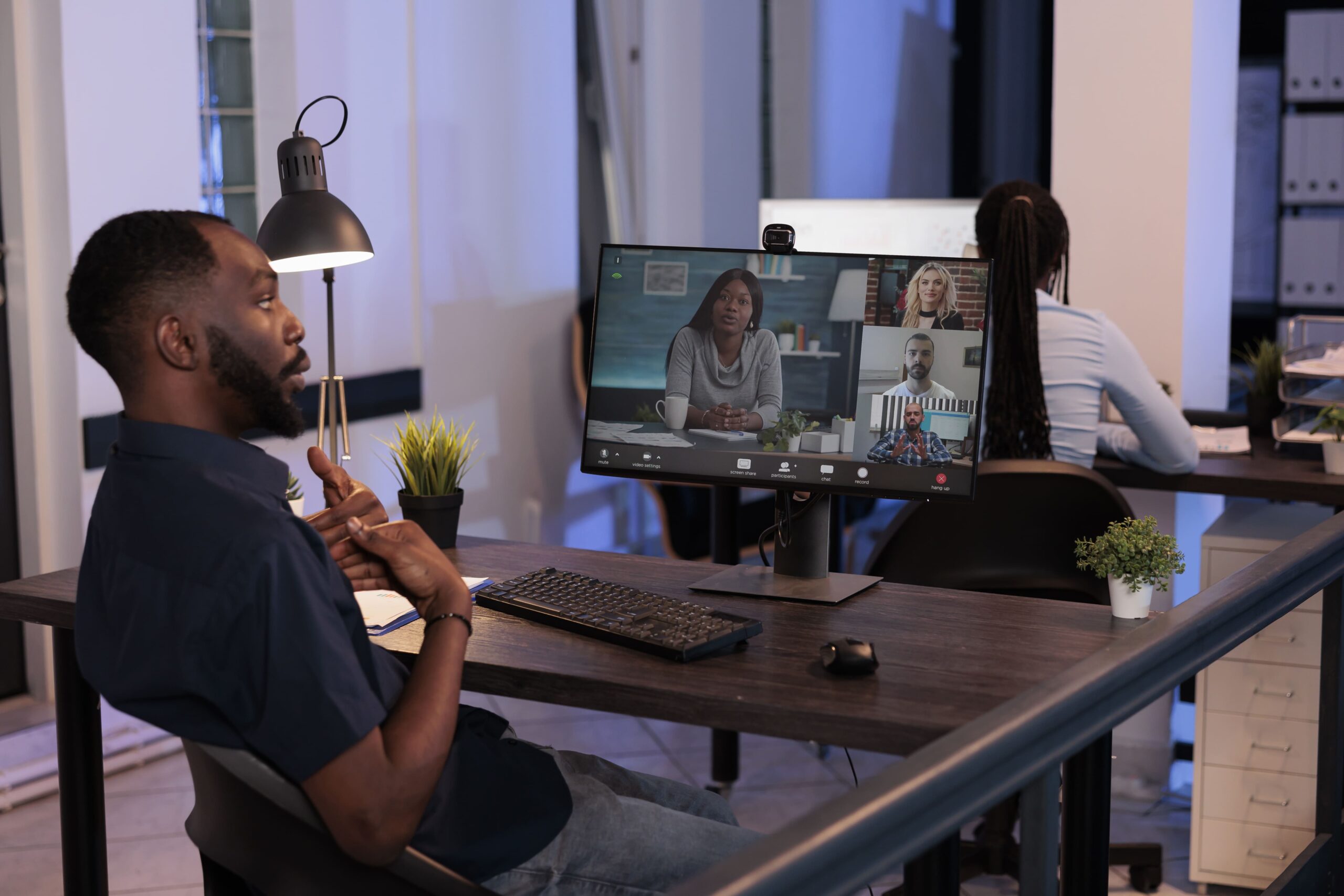 Nigerian remote talent in a meeting with overseas employer