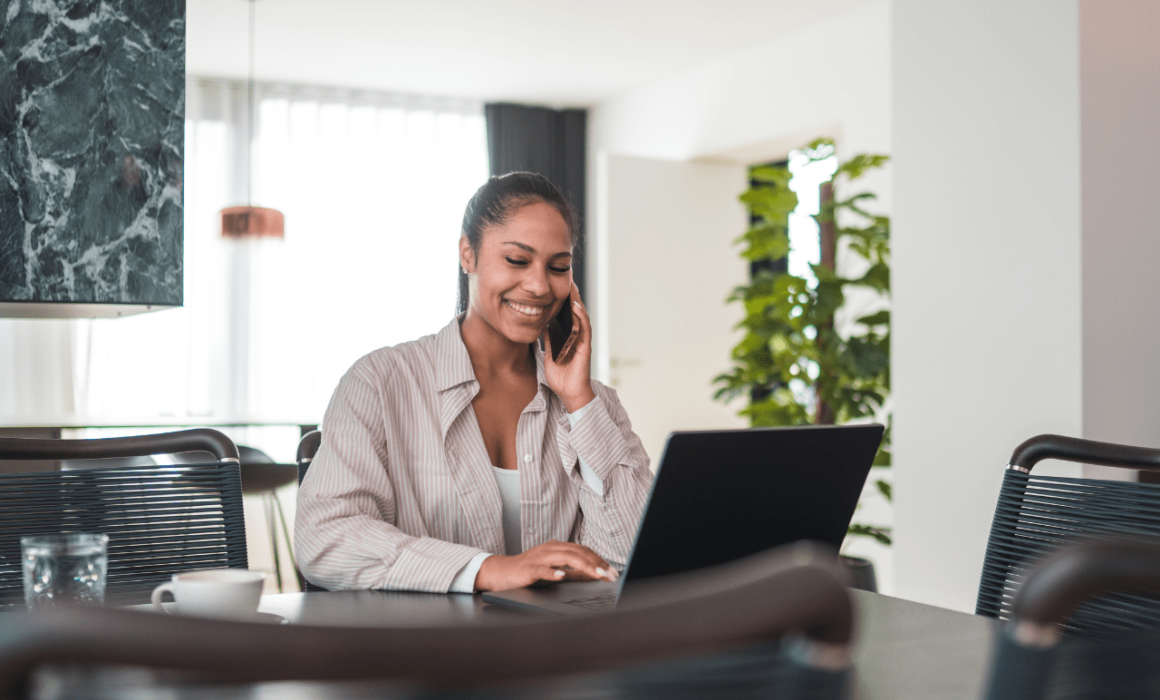 Woman attending a virtual meeting