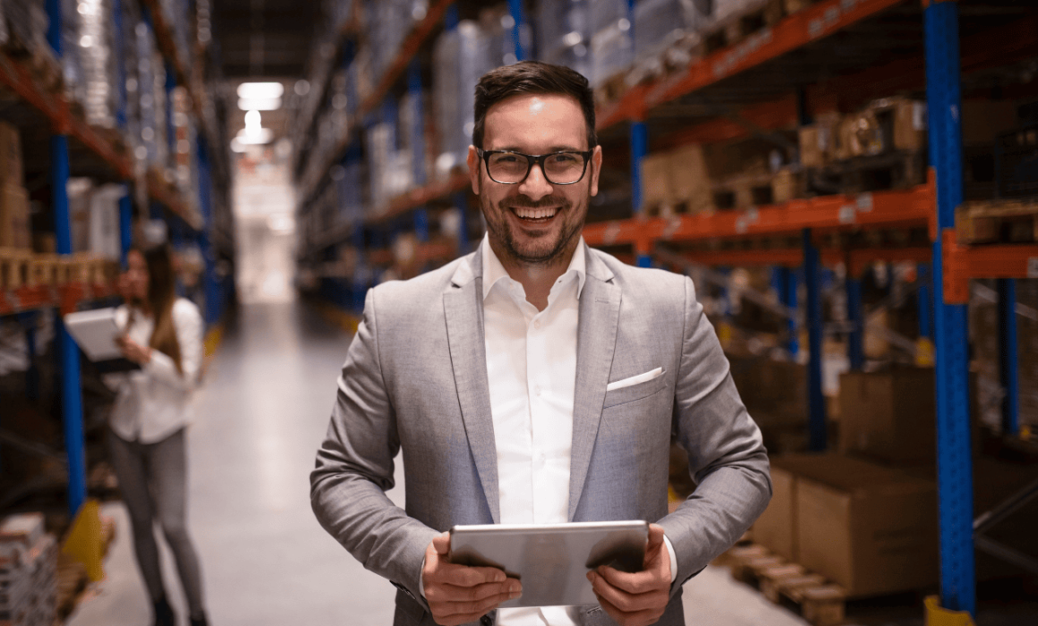 Happy ecommerce business owner