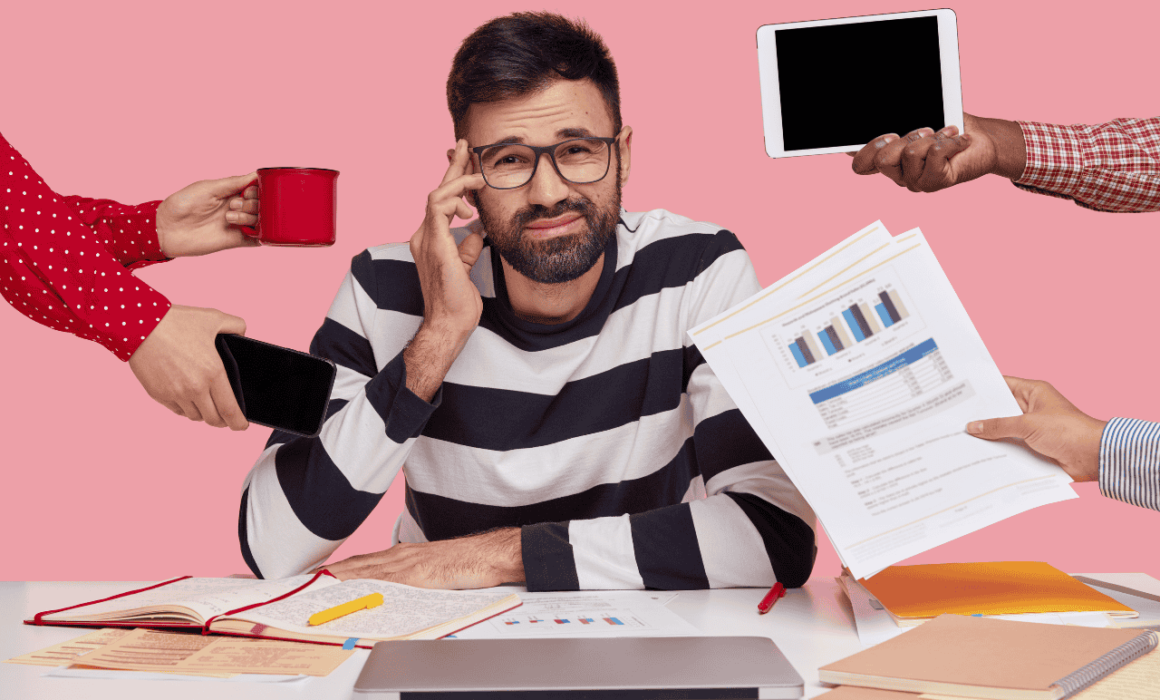 Stressed Business Owner Multitasking
