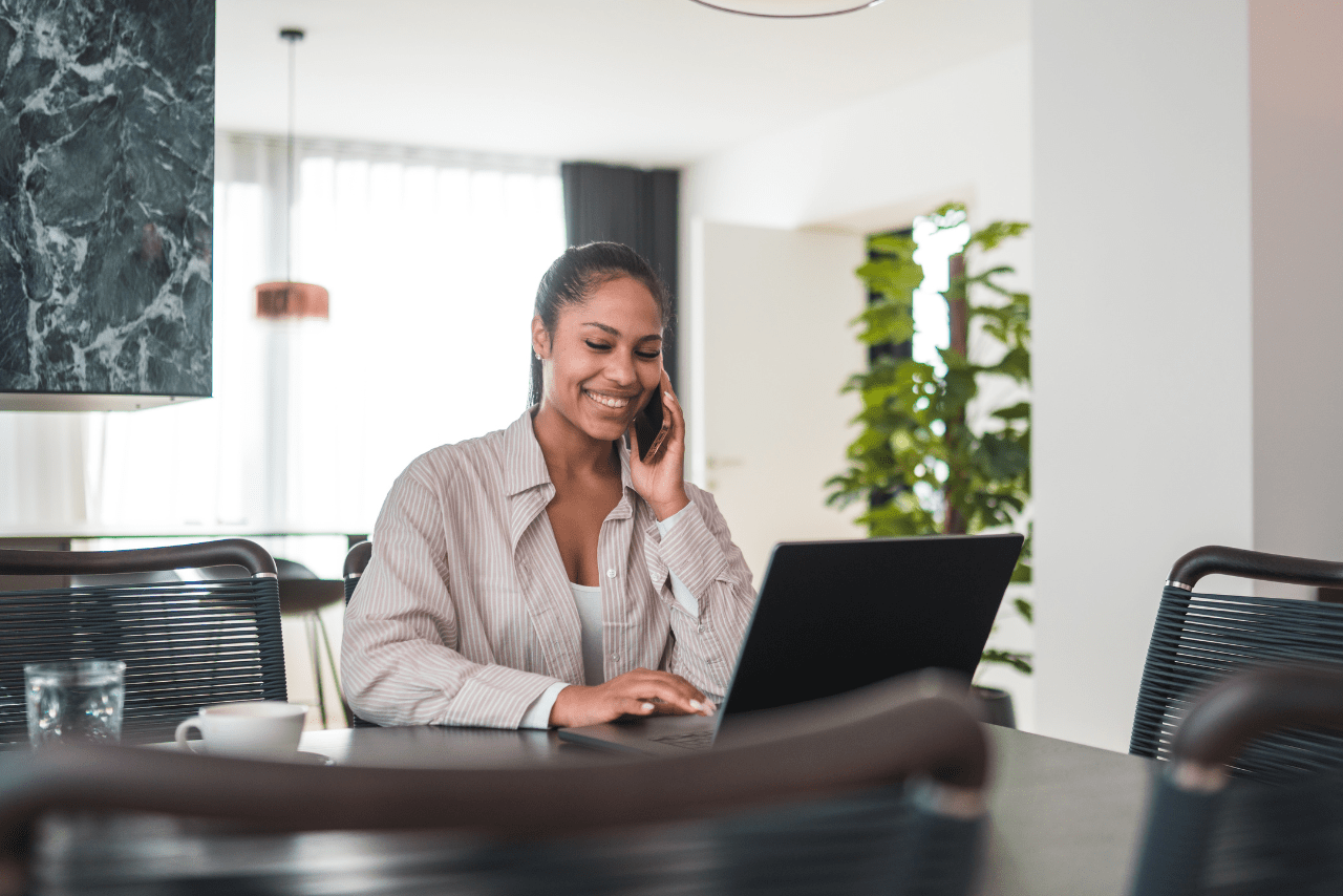 Woman attending a virtual meeting