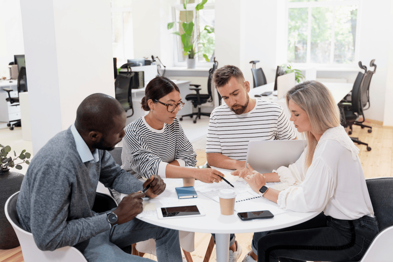 A diverse global team of professionals working